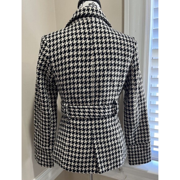 Guess Womens Houndstooth Wool Blend Lined Pea Coat 90's Small Preppy Clueless - Picture 7 of 13